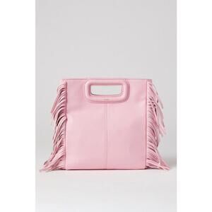 Maje Pink Smooth Leather M Bag with Leather Cracking and Stains